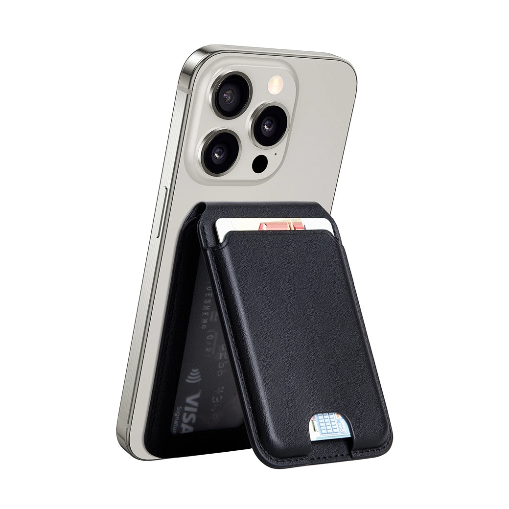 Carteira Magnética 2 em 1 WiWU (MW-003) | Porta-Cartões Ultrafino em Couro PU com Suporte Multi-Ângulo (3 Posições) para iPhone MagSafe