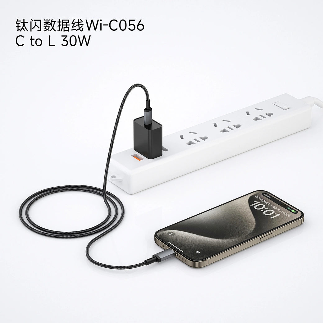 Cabo WiWU Titanlink WI-C056 USB-C para Lightning | Carregamento Ultra Rápido PD 27W e Dados – 1 Metro em Nylon Trançado e Liga de Zinco