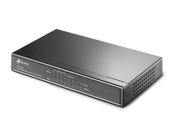 Switch Desktop Gigabit de 8 Portas TP-Link TL-SG1008P com 4 Portas PoE (64W) Plug and Play e Design Silencioso