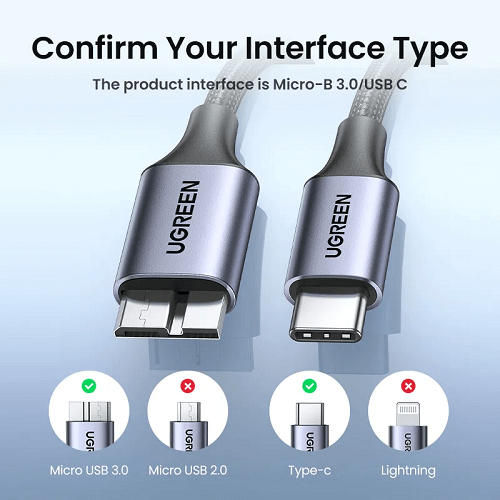 Cabo Ugreen USB Tipo C - micro USB Tipo B