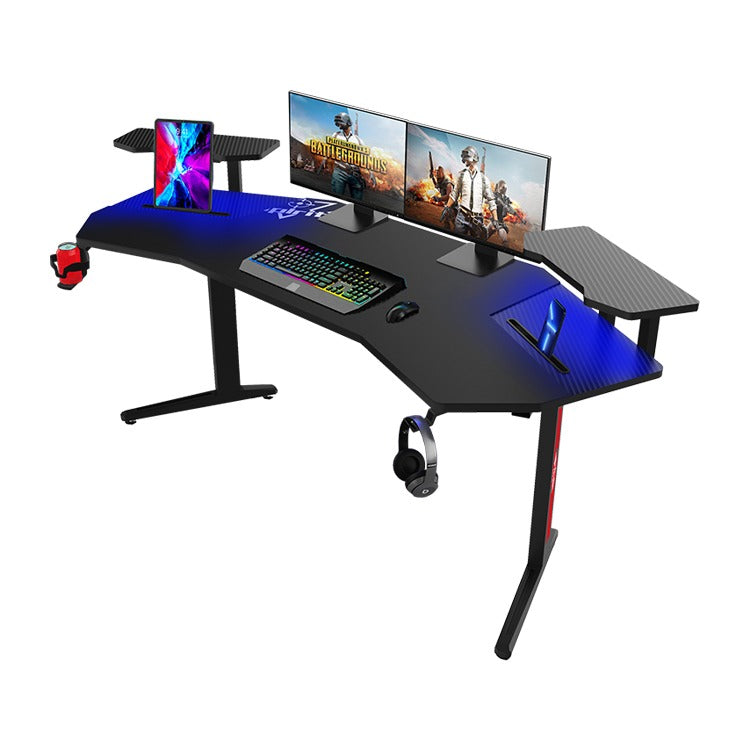 Mesa de Jogo em Fibra de Carbono Preta com Iluminação RGB GT-031C