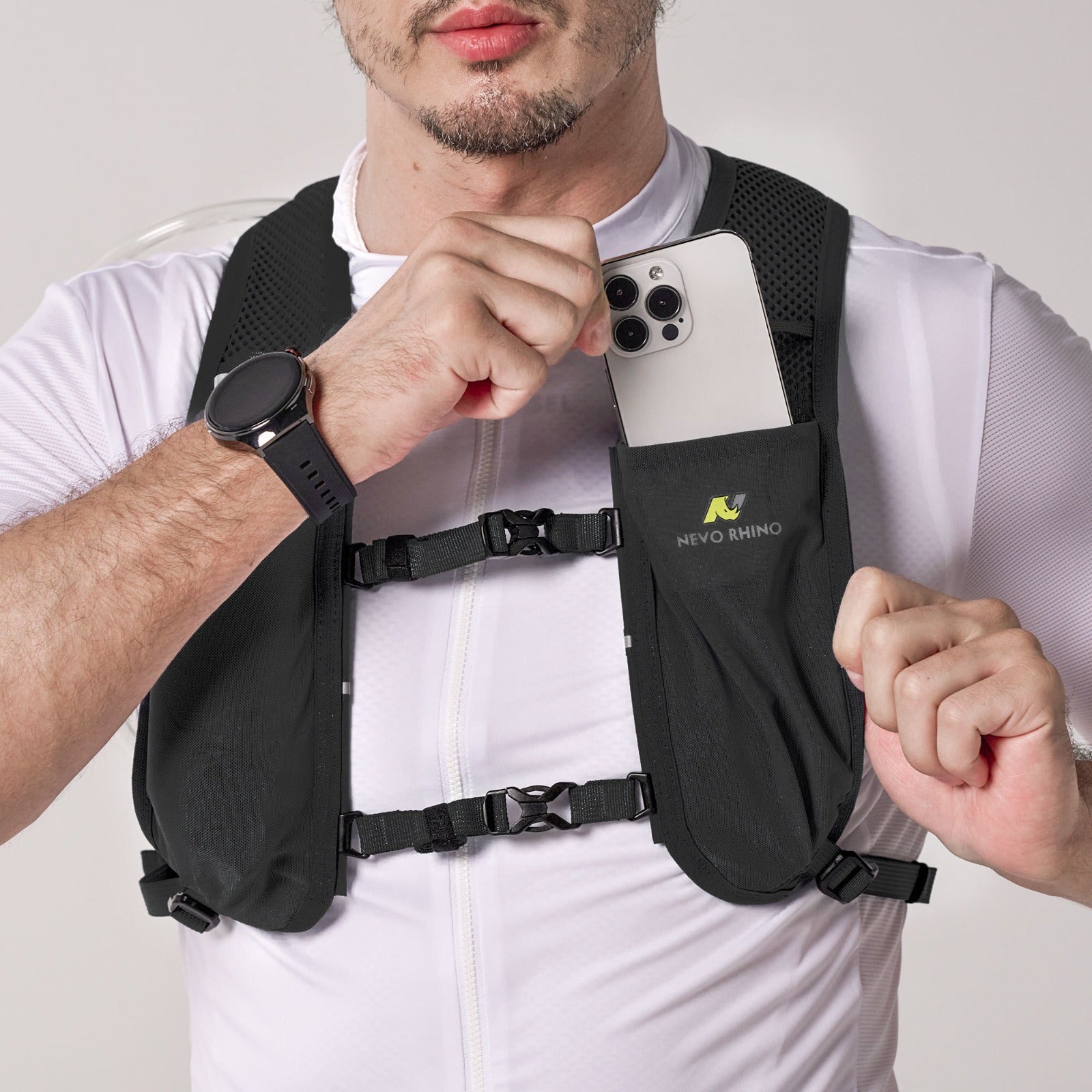 Colete de Hidratação Profissional NNEVO RHINO 9292 | Ultraleve e Respirável – Unisex Black