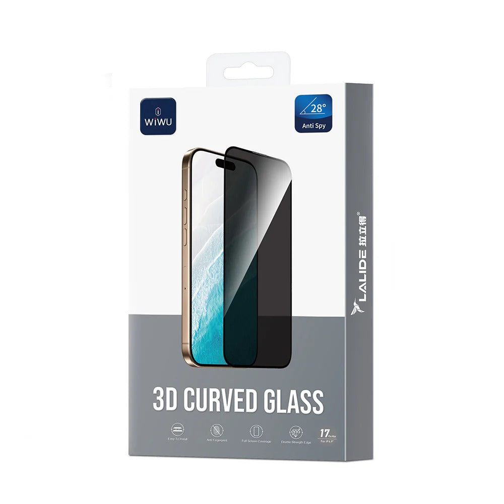 Protetor de Ecrã LALIDE 3D Privacy Curved Glass para iPhone 17 Pro Max | Filtro de Privacidade, Vidro 9H e Cobertura Total Edge-to-Edge