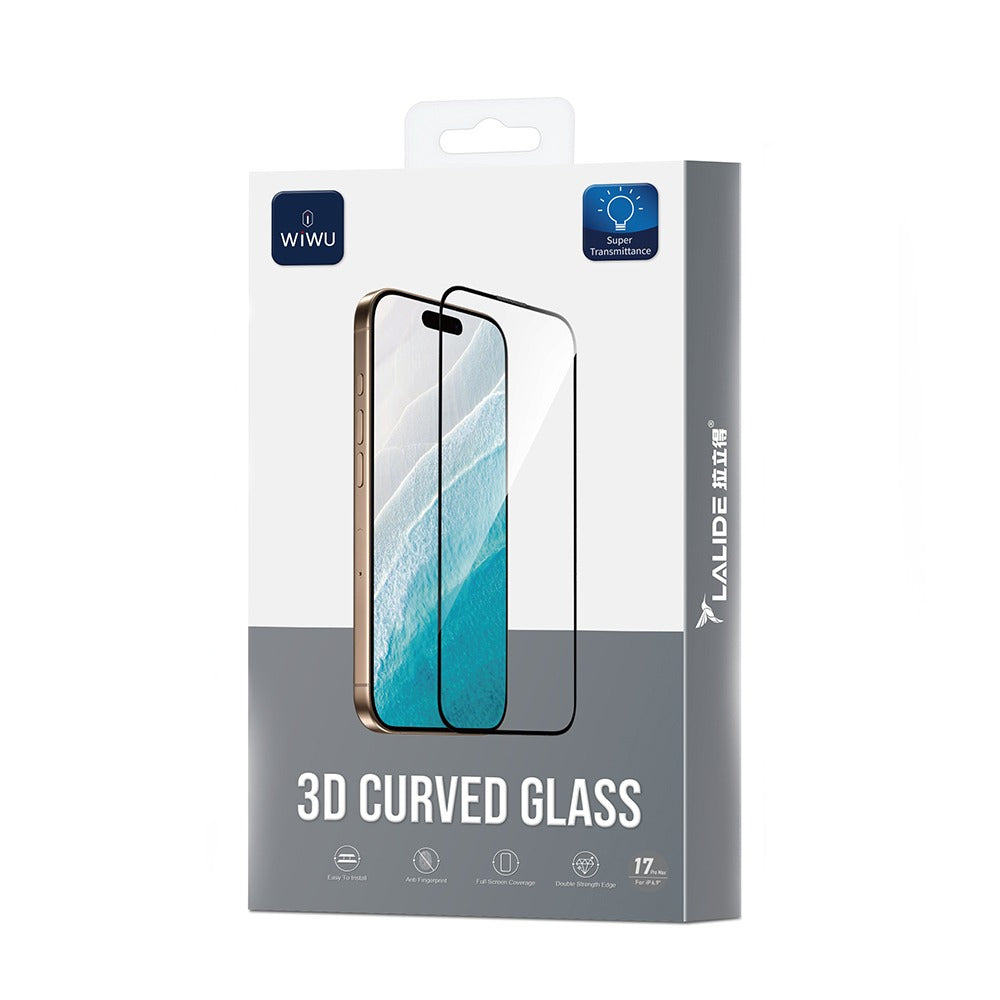 Protetor de Ecrã LALIDE 3D Curved Glass para iPhone 17 Pro Max | Vidro Temperado 9H com Tecnologia Anti-Estilhaço