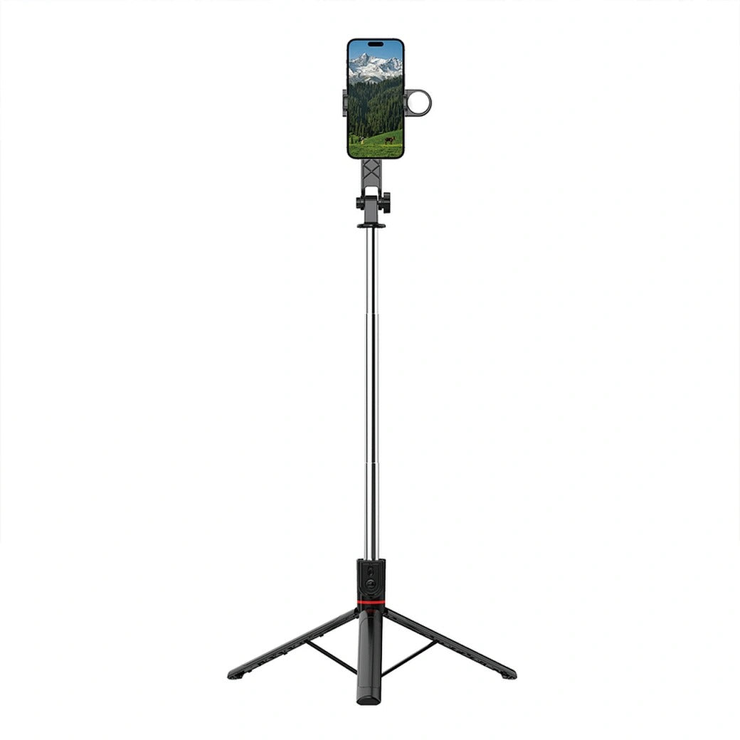 WiWU Wi-SE015 Bluetooth Selfie Stick Tripod with LED Ring Light & 360° Rotation