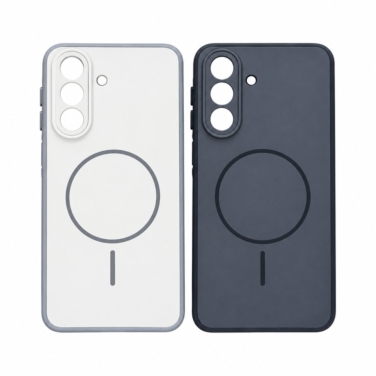 Capa Q Series MagSafe com Proteção de Câmara para Smartphone Samsung Galaxy A26 / Galaxy A17 - Branca / Cinza Claro