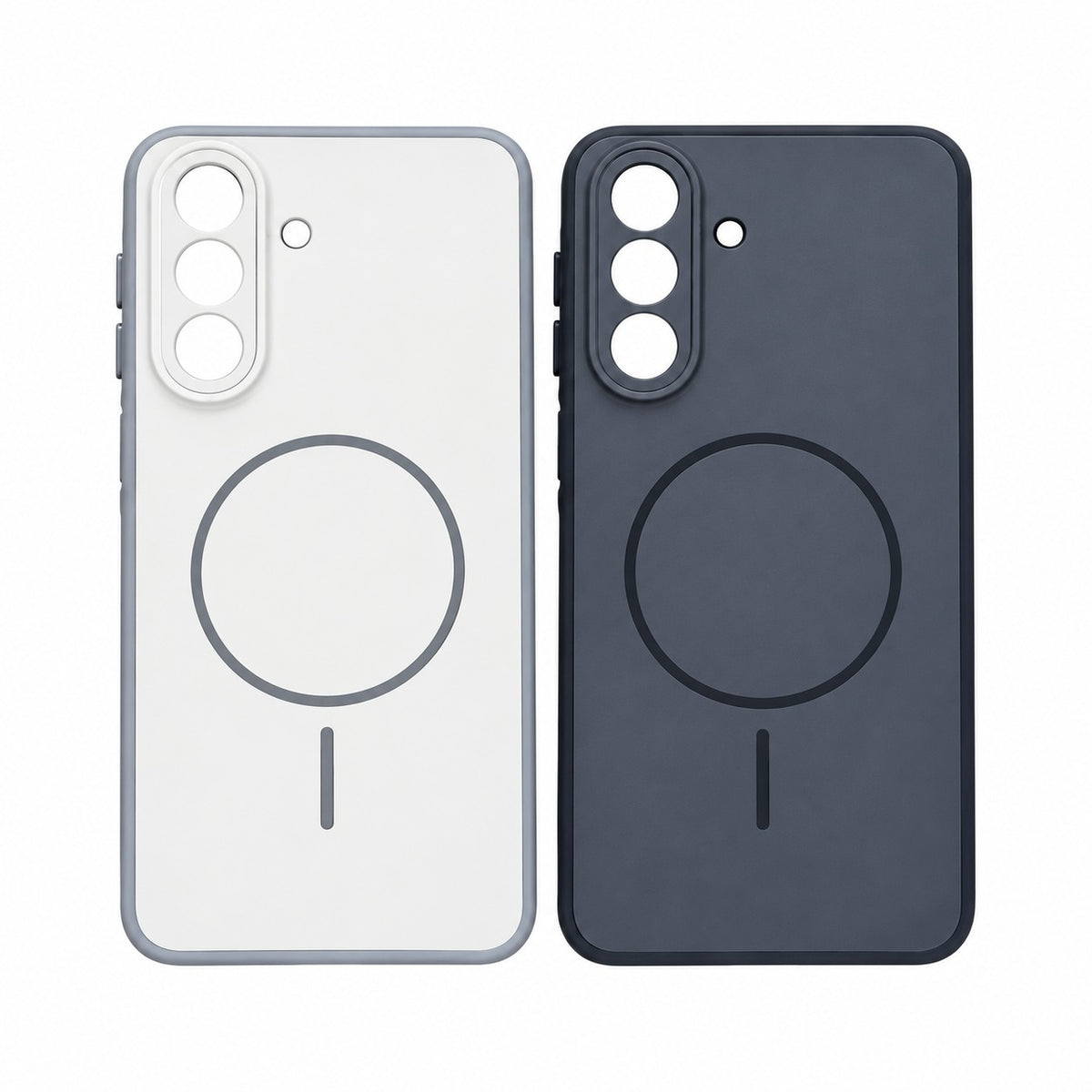 Capa Q Series MagSafe com Proteção de Câmara para Smartphone Samsung Galaxy A26 / Galaxy A17 - Branca / Cinza Claro