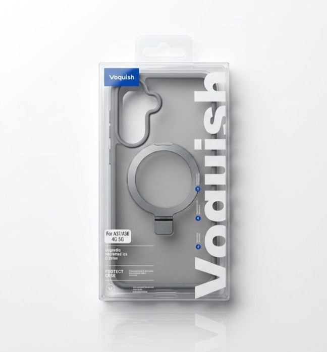 Capa VAWI Vanquish MagSafe Transparente com Suporte Stand de Anel e Proteção de Câmara para Smartphone Samsung Galaxy A57 - Transparente com Anel Preto
