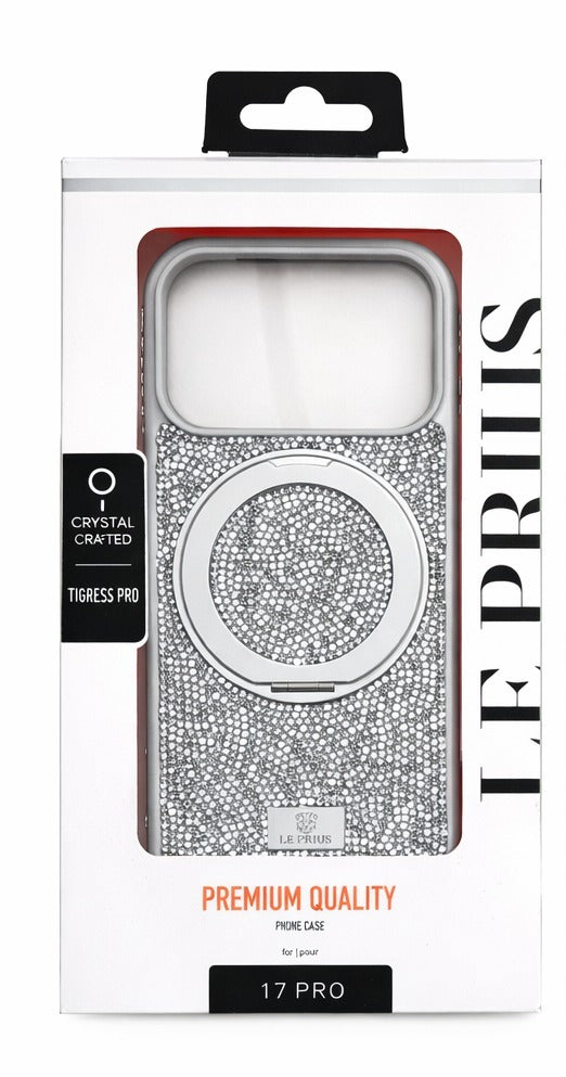 Capa de Luxo Le Prius Tigress Pro Crystal para iPhone 17 Pro Max (6.9") | Acabamento Exclusivo em Tecido de Cristal Cintilante, Moldura Shockproof Premium e Proteção de Alta Resistência