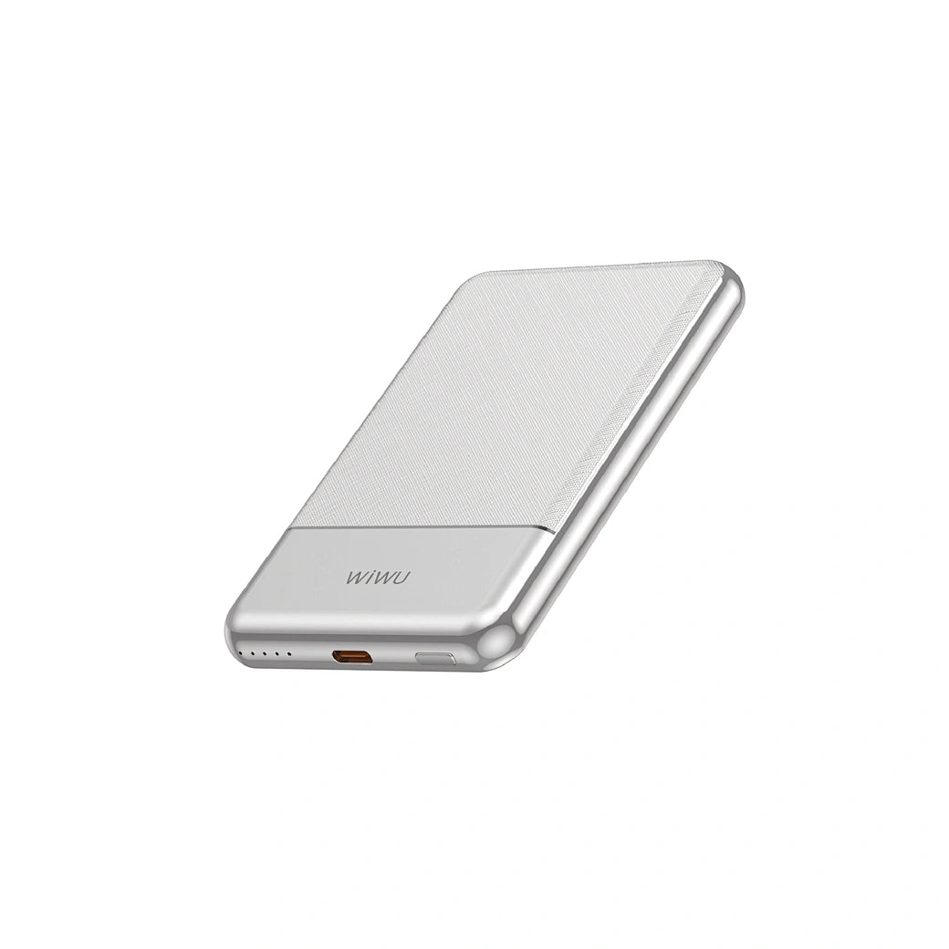 Power Bank WiWU Titanlink Silver Seraphy WI-P088 | 5.000mAh em Liga de Alumínio Aeroespacial – Ultra Slim com Carregamento Rápido PD 20W
