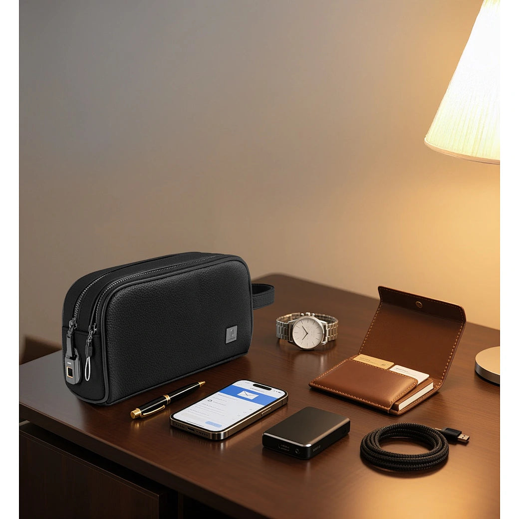Bolsa Executiva WiWU Phantom Pro com Bloqueio de Impressão Digital | Segurança Biométrica Avançada e Design Premium em Couro PU – Proteção Total e Acesso Instantâneo