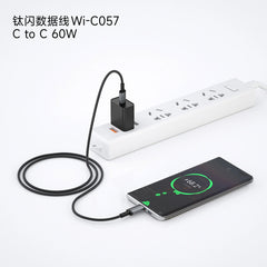 Cabo WiWU Titanlink WI-C057 USB-C para USB-C | Carregamento Ultra Rápido PD até 100W – 1 Metro em Nylon de Dupla Camada e Liga de Alumínio