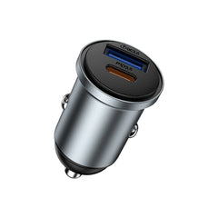 Carregador Automotivo WiWU Nano Lite 35W | Design Mini em Alumínio – Portas Dual USB-C PD + USB-A QC 3.0 com Tecnologia PPS