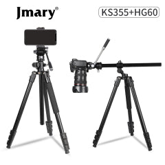 Sistema Profissional Jmary KS355+HG60 | Tripé e Monopé 2-em-1 com Eixo Horizontal (Girafa) e Carga até 8kg