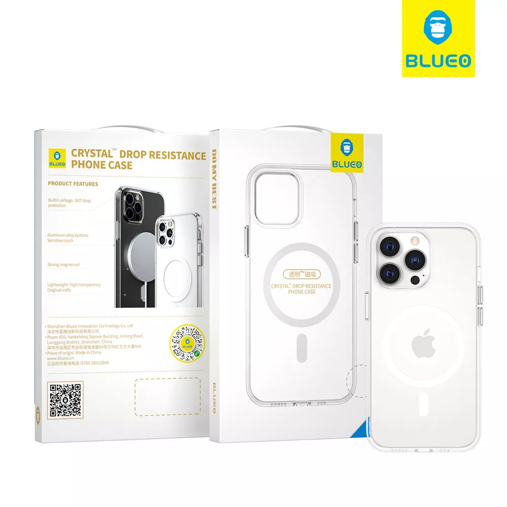 Capa Magnética Blueo Crystal Pro Drop Resistance para iPhone Série 16 (Glitter Transparente)