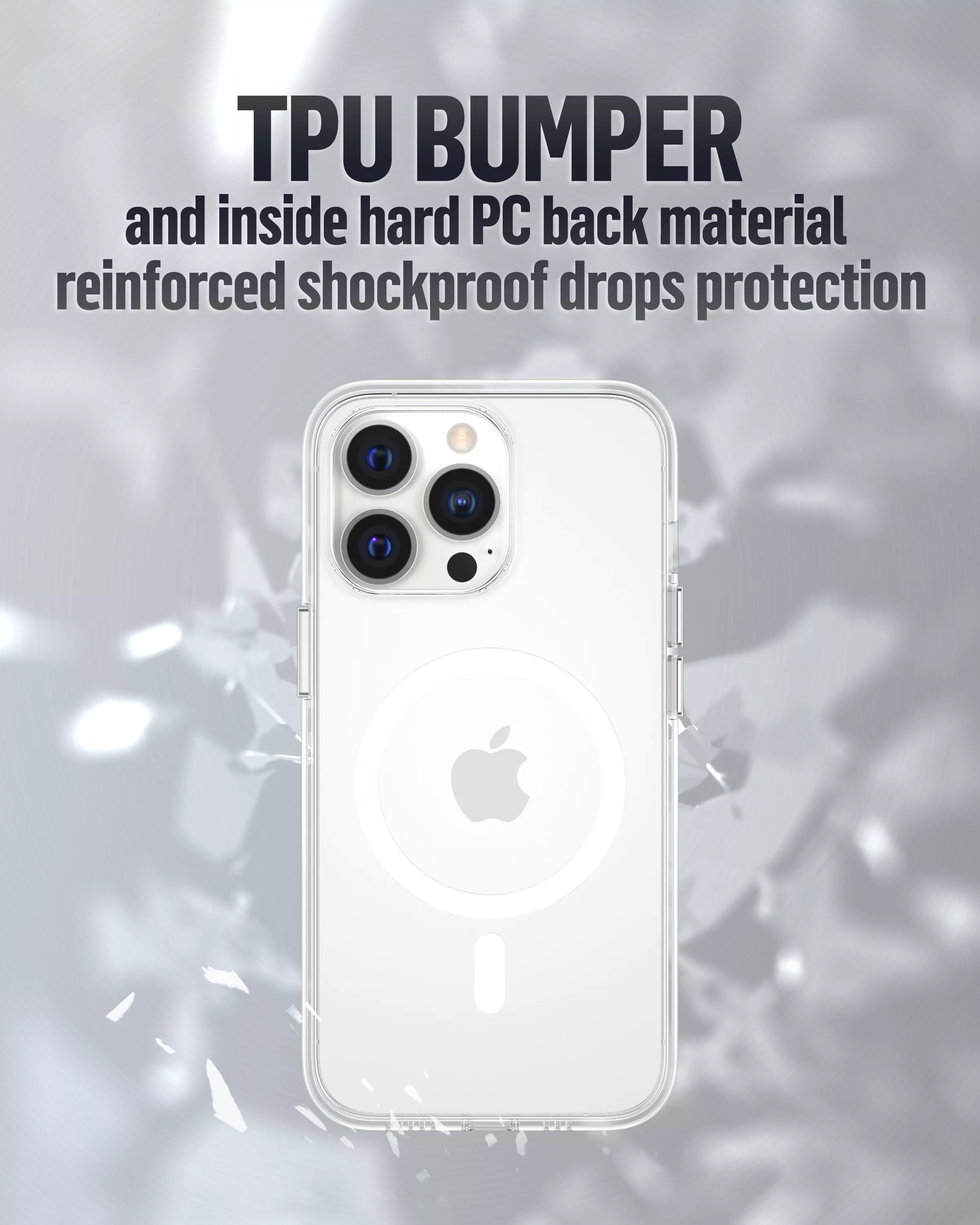 Capa Magnética Blueo Crystal Pro Drop Resistance para iPhone Série 16 (Glitter Transparente)