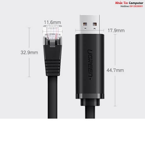 UGREEN USB 2.0 to RJ45 Console Cable 1.5M Black (50773)