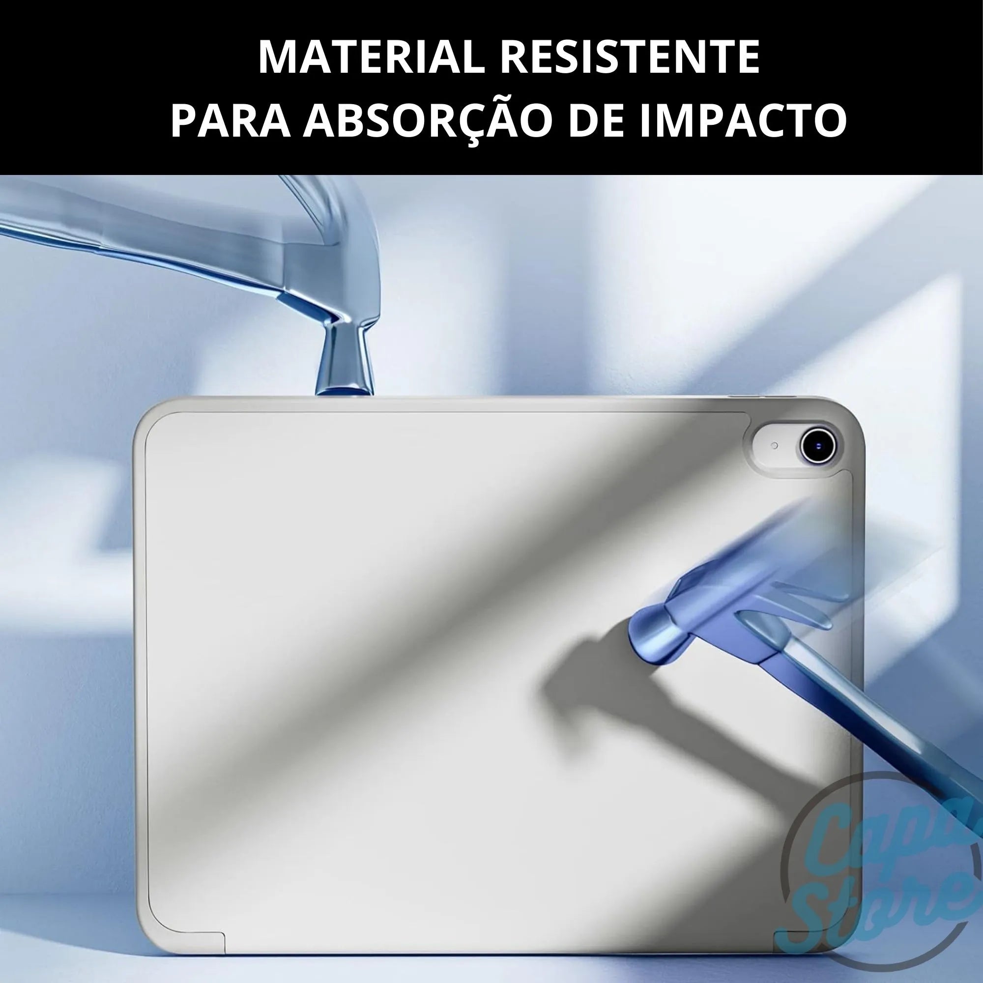 Capa de Proteção Moobifi Business Series para iPad 10.9" (10ª Geração) / iPad Air 10.9" / iPad Pro 11" com Suporte para Apple Pencil - Azul-Acinzentado