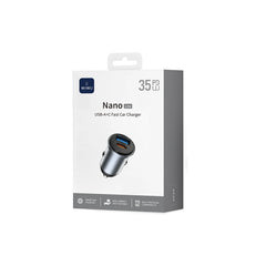 Carregador Automotivo WiWU Nano Lite 35W | Design Mini em Alumínio – Portas Dual USB-C PD + USB-A QC 3.0 com Tecnologia PPS