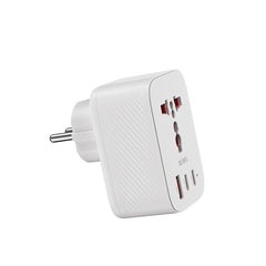 Adaptador de Viagem WiWU Power Cube Wi-UA008 | Tecnologia GaN III 30W – Carregamento Ultra Rápido USB-C PD, USB-A e Tomada Universal AC de 2500W