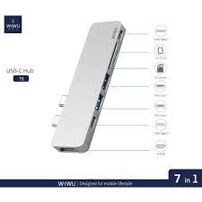 WiWU T8 7-in-1 USB-C 3.0 Adapter for MacBook Pro