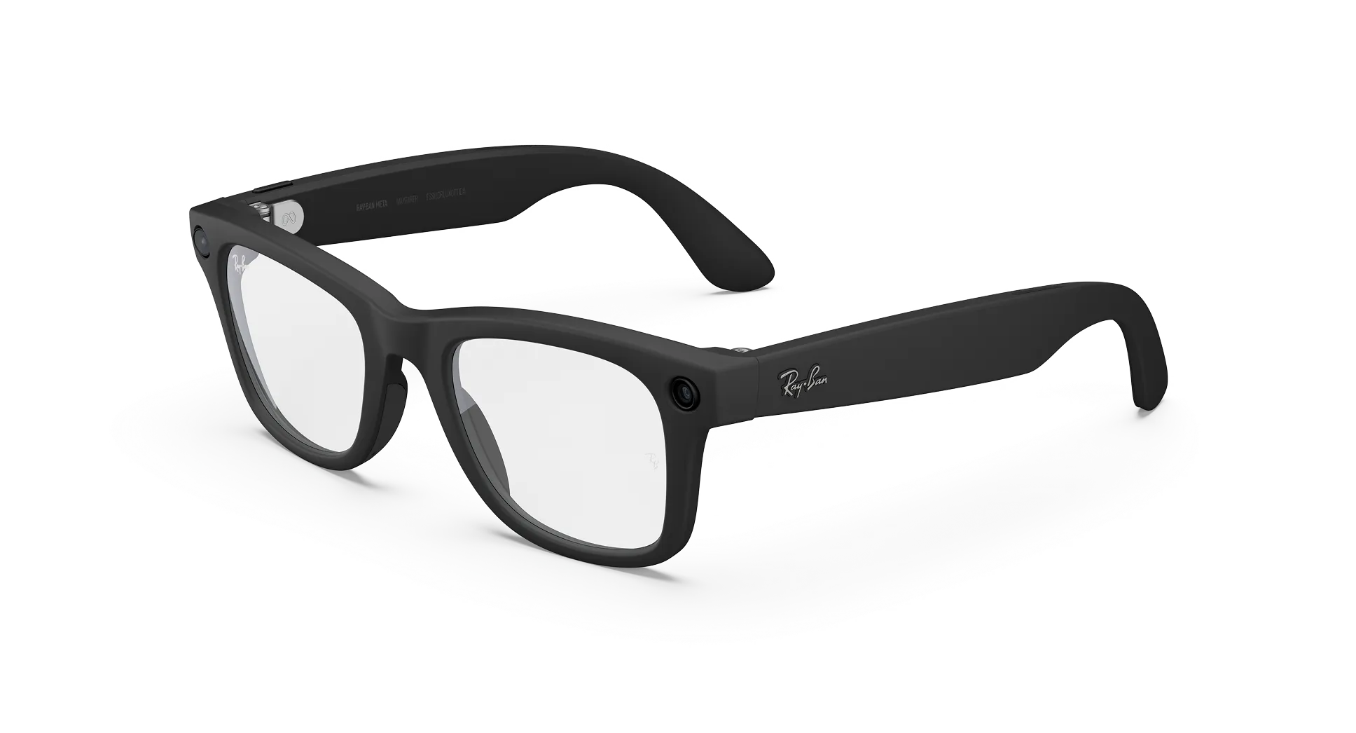 ÓCULOS INTELIGENTES RAY-BAN META WAYFARER Modelo: Wayfarer (S53) | Acabamento: Shiny Black (Preto Brilhante) | Lentes: Transparentes (Clear)