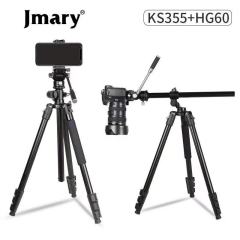 Sistema Profissional Jmary KS355+HG60 | Tripé e Monopé 2-em-1 com Eixo Horizontal (Girafa) e Carga até 8kg