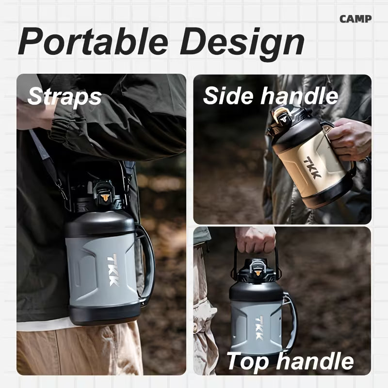 Garrafa Térmica em Aço Inoxidável TKK-2011 1000ml Isolada a Vácuo para Uso Externo e Esportes