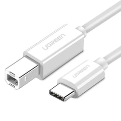 Cabo Ugreen US241 USB-C / USB-B 2.0 para scanner e impressora 1.5m - branco