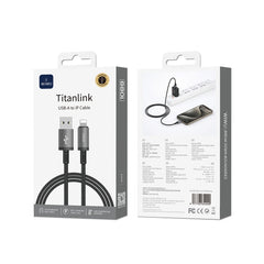 Cabo WiWU Titanlink Wi-C055 USB-A para Lightning | Carregamento Otimizado 2.4A e Dados 480Mbps – 1 Metro em Nylon Trançado Reforçado