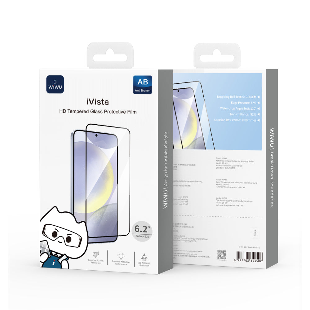 Protetor de Ecrã WiWU iVista HD Tempered Glass (GT-022) | Vidro de Alta Alumina Dureza 9H e Camada Oleofóbica – Especial para Samsung Galaxy S26
