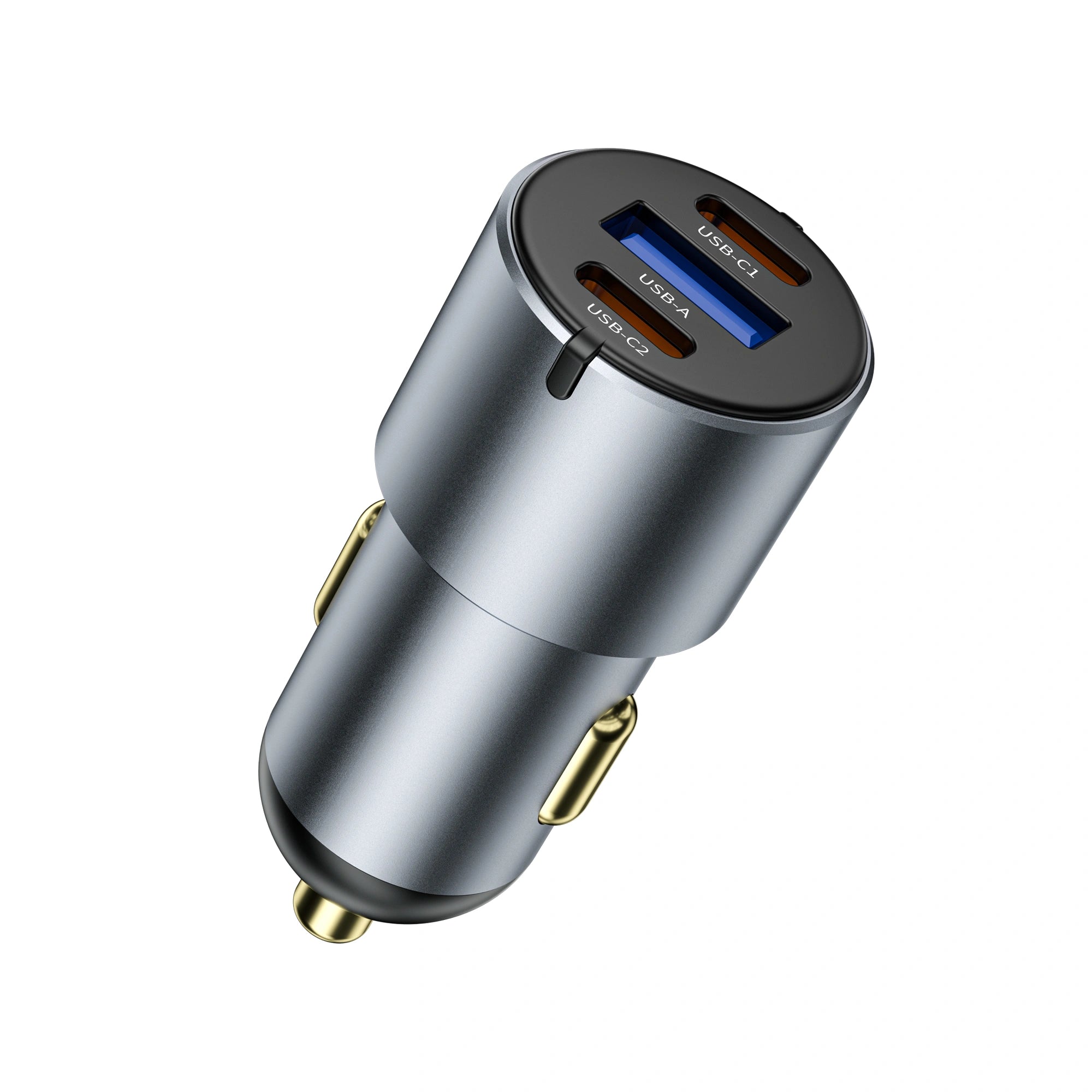 Carregador Automotivo WiWU Nano Pro 60W | Formato Ultra-Compacto em Alumínio – Tripla Saída (2x USB-C PD + 1x USB-A QC) com Tecnologia PPS