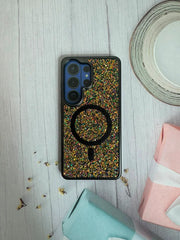 Capa AIBEEV Glitter MagSafe com Proteção Dedicada de Câmara para Smartphone Samsung Galaxy S26 Ultra - Edição Brilhante Multicolorida