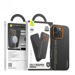 BL032 Capa Magnética de Aramida Preto e Laranja para iPhone 16 Pro Max