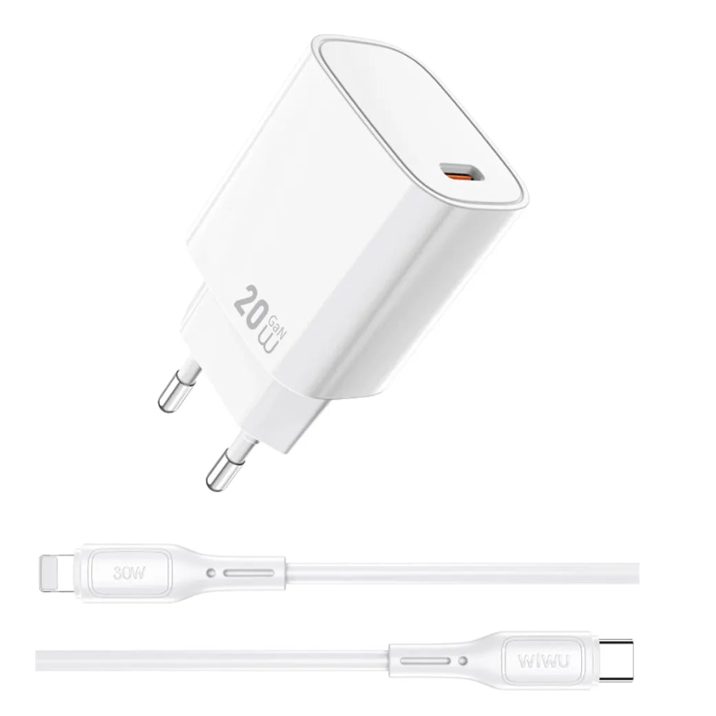 WI-G007C-L – CARREGADOR DE CELULAR  Conjunto Carregador Rápido + Cabo WiWU 20W Essen GaN