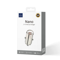 Carregador Automotivo WiWU Nano Dual C 30W | Perfil Ultra Baixo em Liga de Zinco – Duas Saídas USB-C com Tecnologia PD 3.0, PPS e QC 4.0+