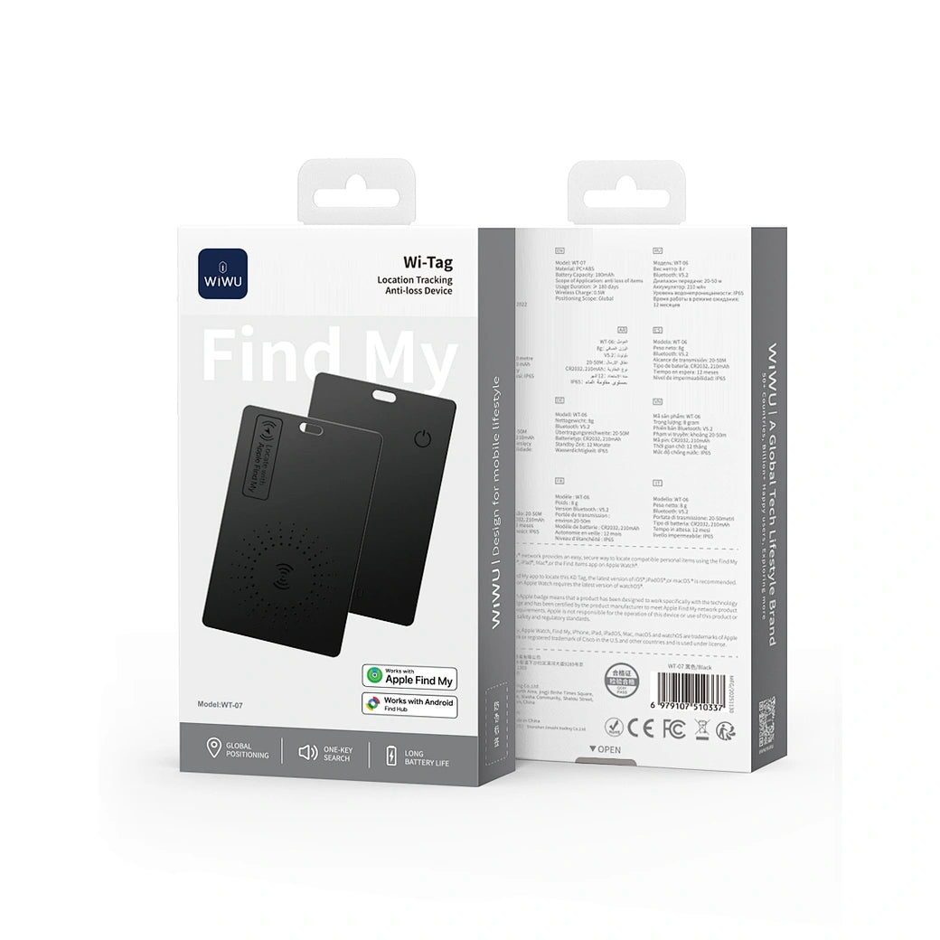 Dispositivo de Localização Anti-Perda WiWU Wi-Tag (WT-07) – Formato Cartão