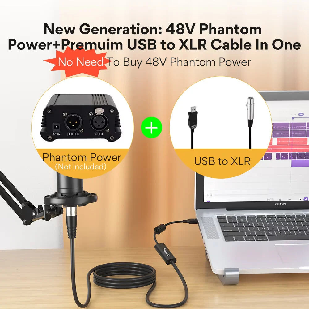 Cabo de Microfone Maono AU-XU01 10FT USB para XLR