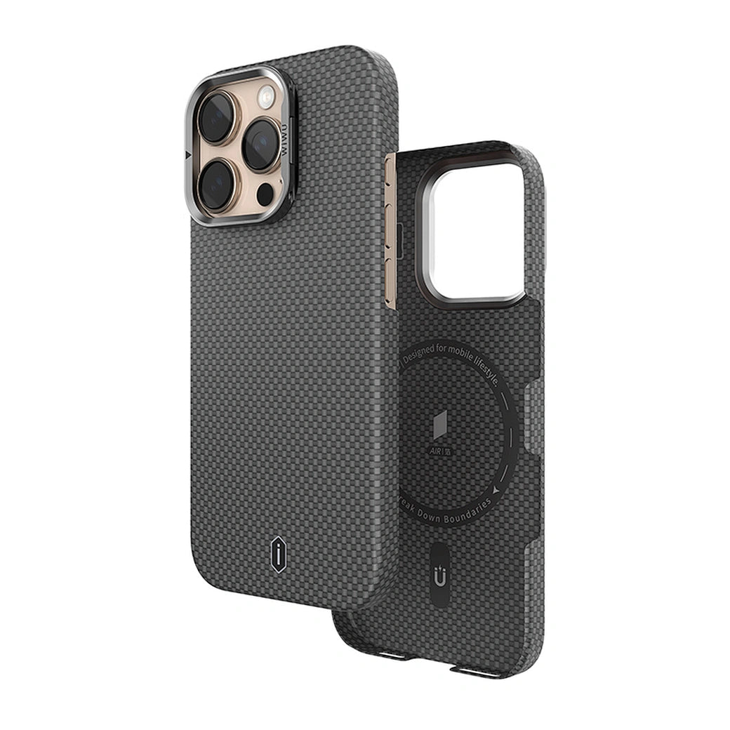 Capa Aramid Armor WiWU DCC-208 | Fibra de Aramida Autêntica com Suporte de Câmara Multiângulo – Proteção Ultra Resistente para iPhone 16 Pro Max / 17 Pro Max