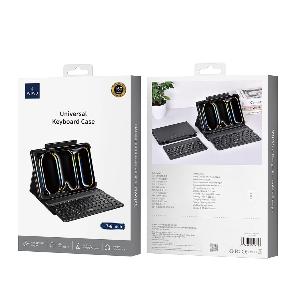 WiWU Universal Tablet Keyboard with Protective Case — Modelo W-UK001BLK9