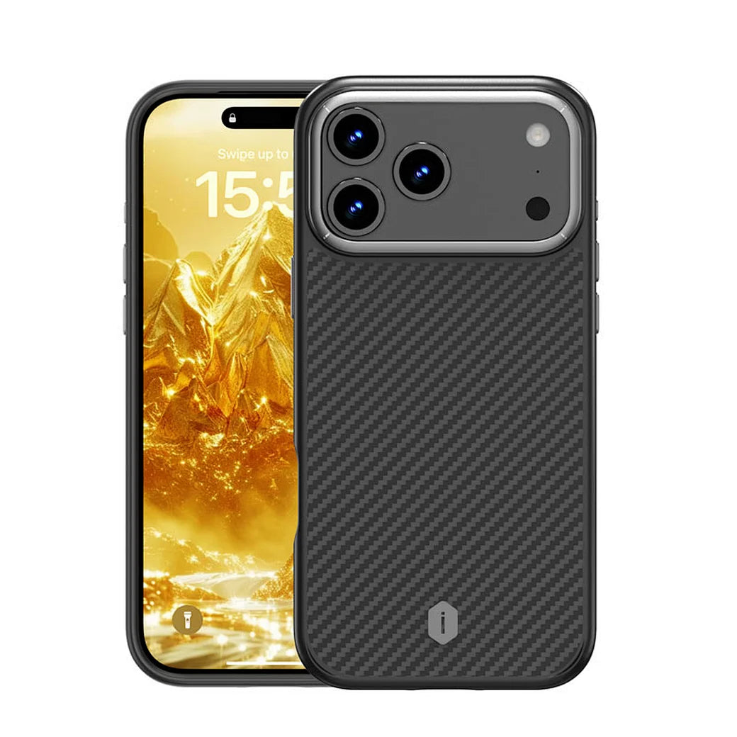 WiWU DCC-205 Defense Ultra Aramid Fiber Magnetic Case Soft Touch with Kevlar Shell and Metal Buttons Compatível com iP17 Pro (6.3") e iP17 Pro Max (6.9")