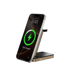 Carregador Sem Fios 3-em-1 WiWU Wi-W038 Triple Magnetic | Estação de Carga em Liga de Alumínio e Vidro Temperado para iPhone (MagSafe), Apple Watch e AirPods
