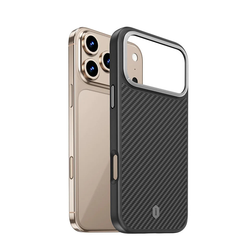 WiWU DCC-205 Defense Ultra Aramid Fiber Magnetic Case Soft Touch with Kevlar Shell and Metal Buttons Compatível com iP17 Pro (6.3") e iP17 Pro Max (6.9")