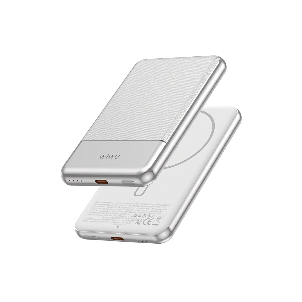 Power Bank WiWU Titanlink Silver Seraphy WI-P088 | 5.000mAh em Liga de Alumínio Aeroespacial – Ultra Slim com Carregamento Rápido PD 20W