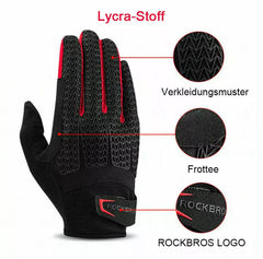 Luva de Ciclismo ROCKBROS S169-1BR Tamanho L – Vermelho/Preto