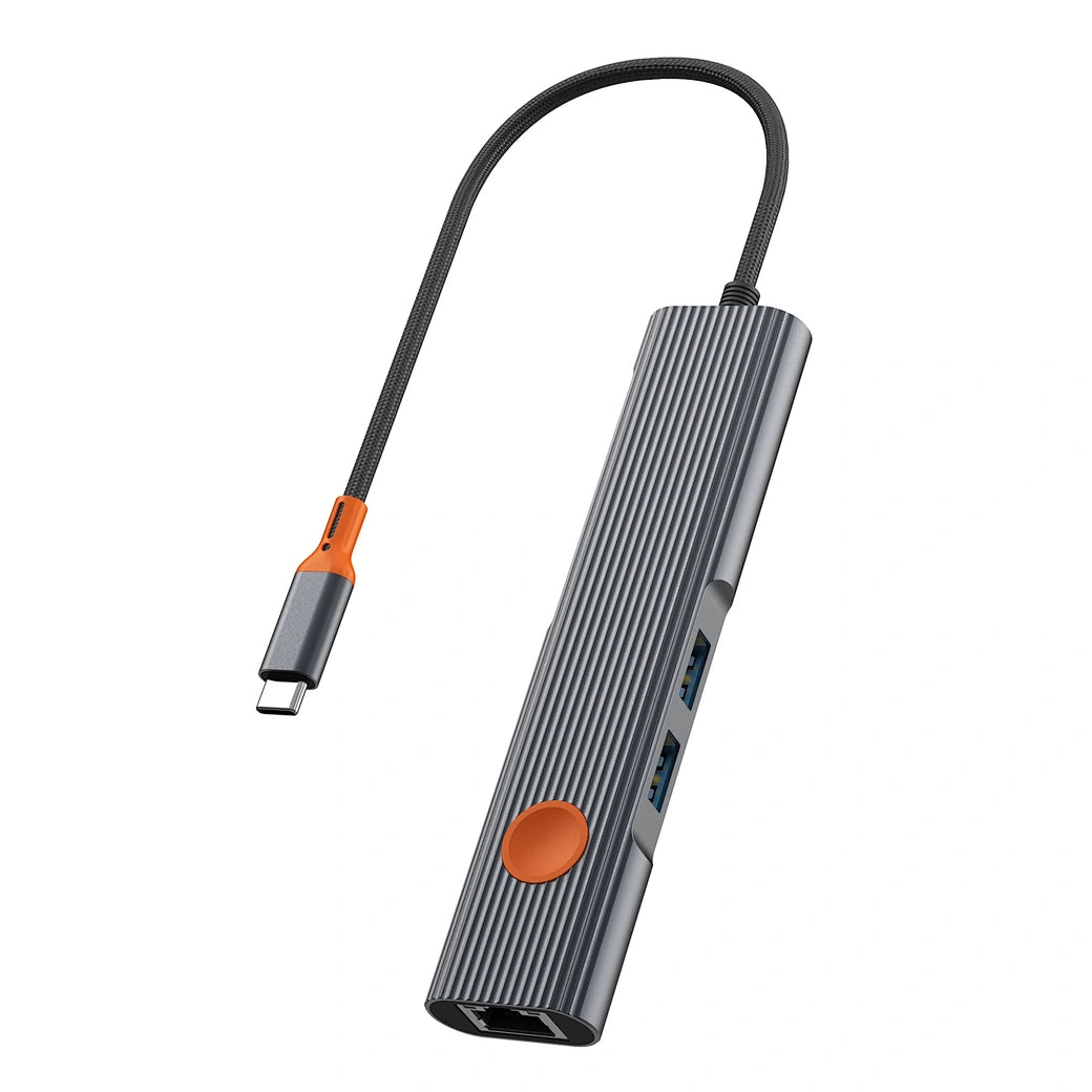 Hub USB-C WiWU Travel 5-em-1 WI-HB005 | Adaptador HDMI 4K, Dual USB 3.0 e Leitor de Cartões SD/TF em Liga de Alumínio