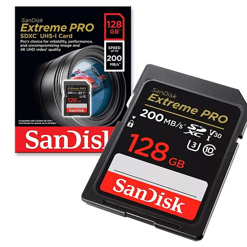 Cartão De Memória Sandisk Extreme Pro 128GB 200MB/s 4K UHD