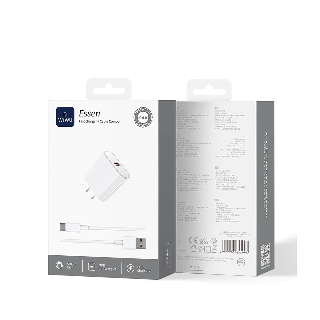WiWU 2.4A Essen GaN Fast Charger Combo Wi-G023 (A-C)