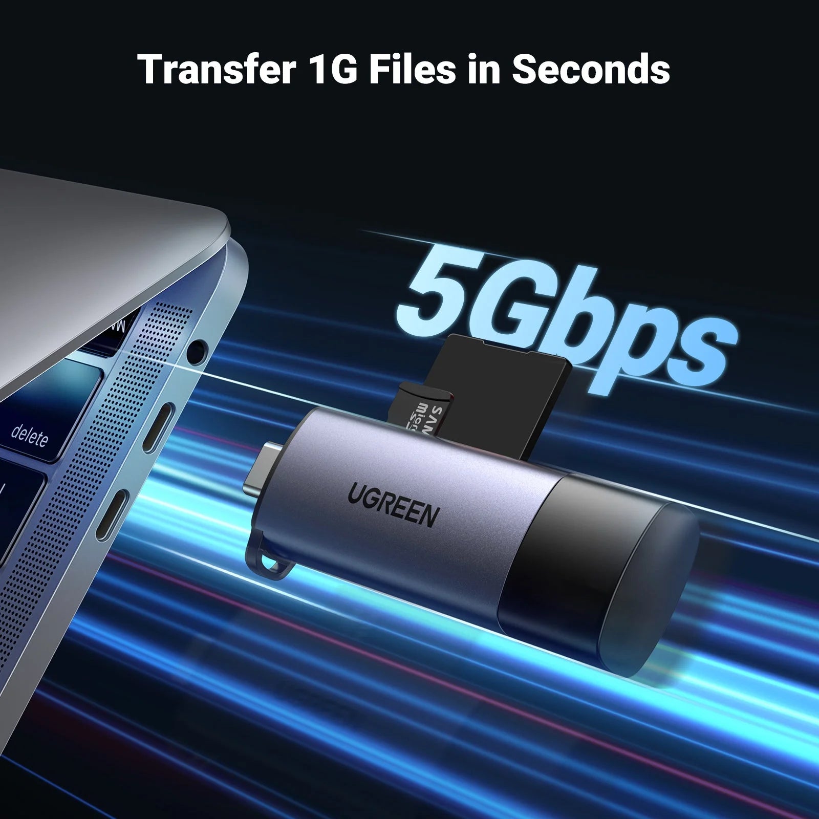 UGREEN 50704 – Leitor de Cartão TF + SD USB-C