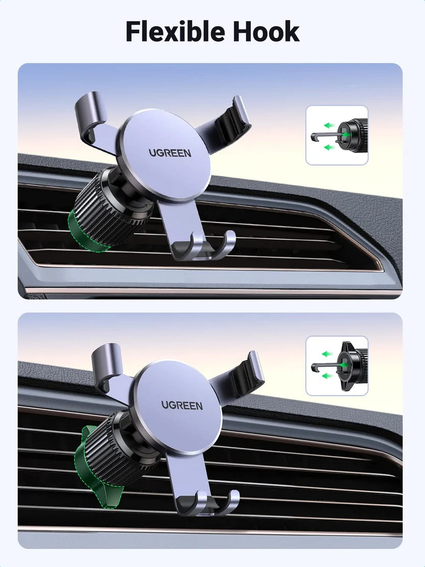 Suporte Veicular UGREEN UG-10422 para Celular Encaixe na Saída de Ar com Rotação 360° para Telas de 4,7" a 7,12"